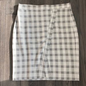 Cabi Valentina Faux wrap plaid pencil skirt